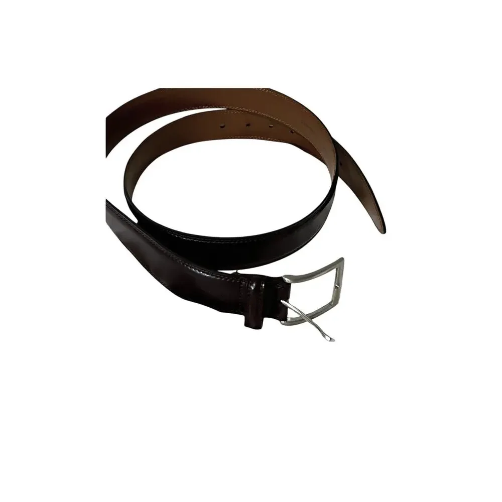 Joseph Abboud Mens Leather Belt Size 42/105 Brown Silver Brushed Buckle Italian